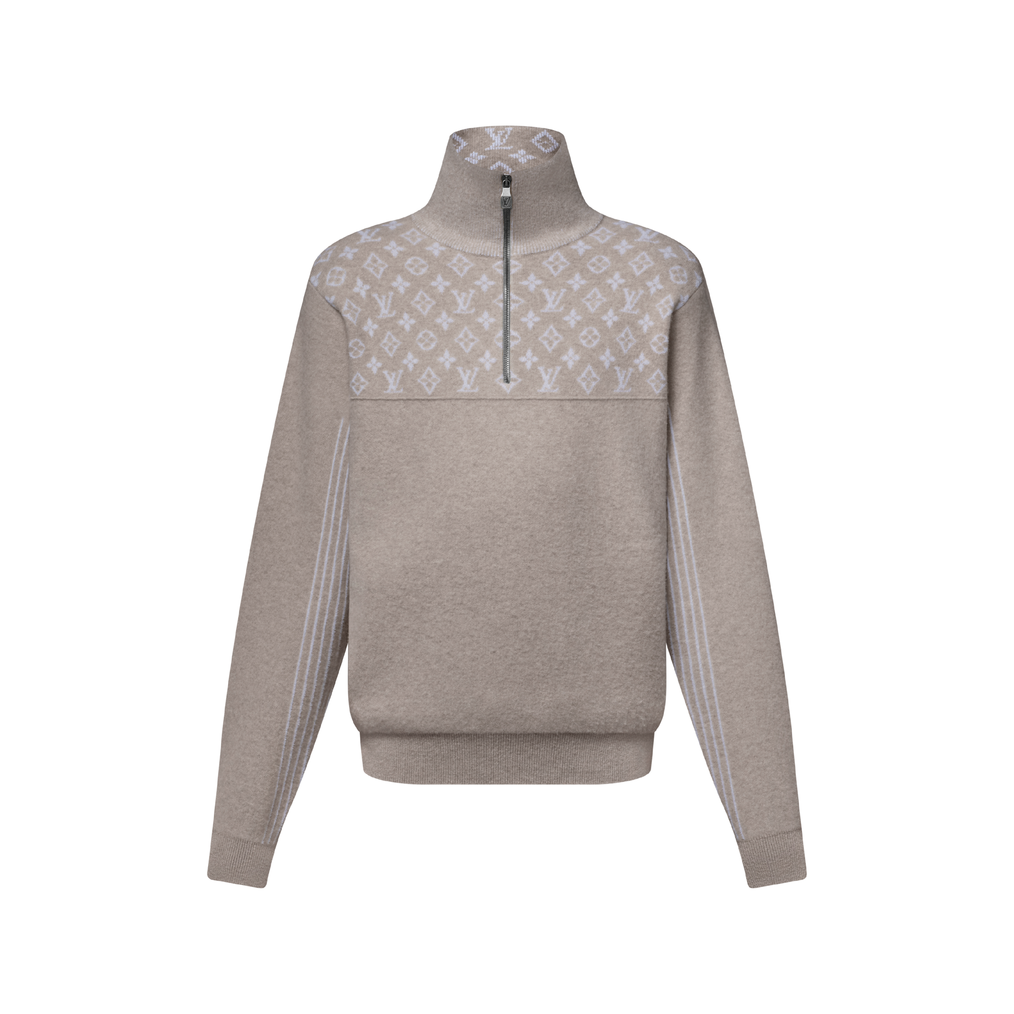 LOUIS VUITTON ミッドナイト ハイネック ジップアップカットソー Louis Vuitton Men's Brown Polyamide Elastane Half Zip Reflective
